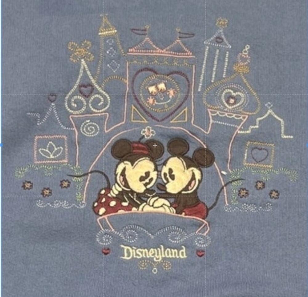 Disneyland Mickey Minnie Castle Embroidered Sweatshirt Blue Medium